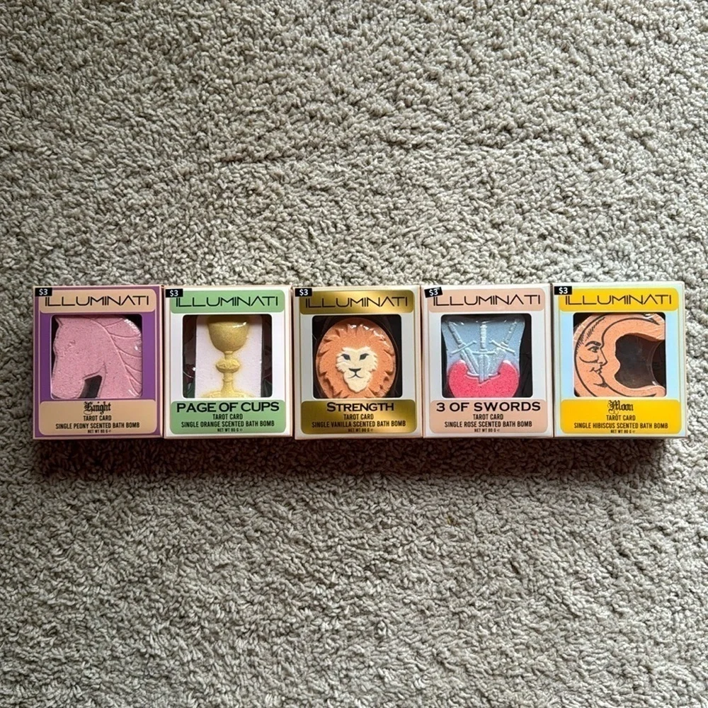 ILLUMINATI Tarot Card Bath Bombs Set of Five NWT Sealed Bath Bombs Gift Set of 5